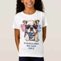 4th July Red Blue Bulldog Family Reunion Girl's