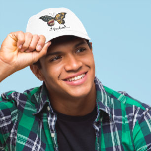 4th July Red White Blue Stars Butterfly Freedom Trucker Hat