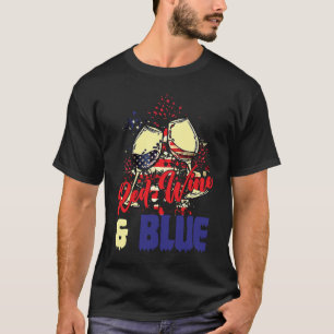 4th July Red Wine And Blue America USA Flag Indepe T-Shirt