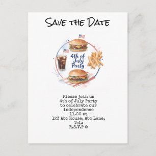 4th July Save the Date Independence Day party Postcard