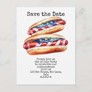 4th July Save the Date Independence Day party Postcard