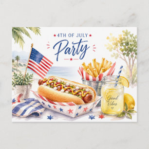  4th July Save the Date  Independence Day party   Postcard