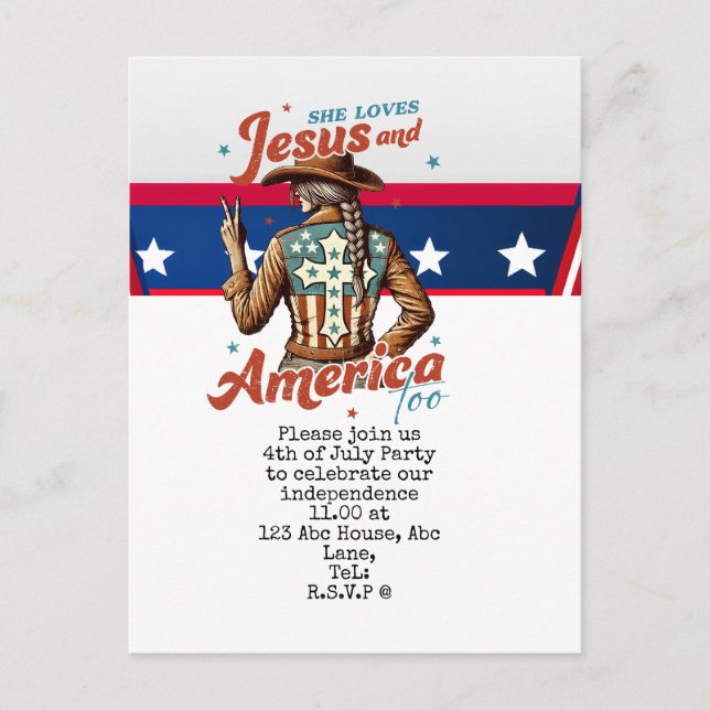  4th July Save the Date  Independence Day party    Postcard (Front)