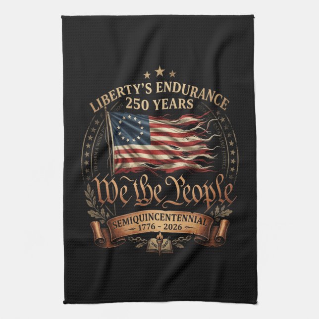 4th July Semiquincentennial 1776-2026 Tea Towel (Vertical)