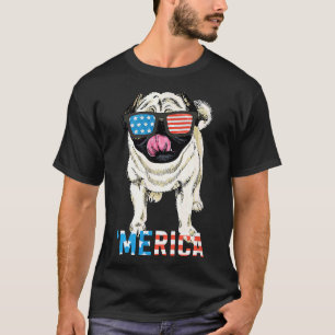 4th July Shirt Gift Men Women Kids Merica Pug USA