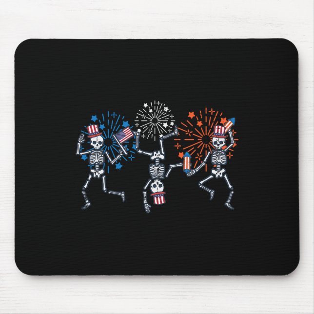 4th July Skeletons Dance Fireworks Patriotic Women Mouse Pad (Front)