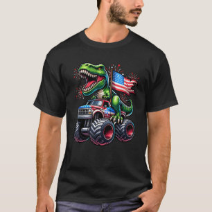 4th July T rex Dinosaur Monster Truck American USA T-Shirt