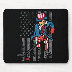 4th July Uncle Sam Ice Hockey Flag Aamerica Men Mouse Pad