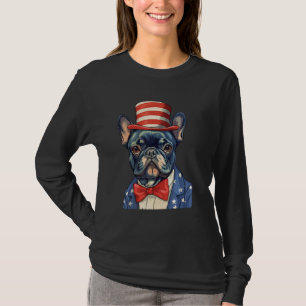 4th July US Flag Patriotic Designs  French Bulldog T-Shirt