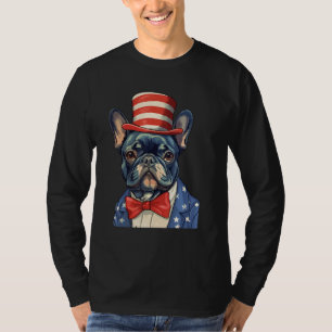 4th July US Flag Patriotic Designs French Bulldog T-Shirt