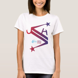 4th July USA simplified text by Masanser T-Shirt