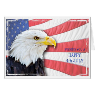 4th July wishes with a bald eagle and US flag