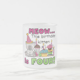 4th Kitten Birthday T-shirts and Gifts Frosted Glass Coffee Mug