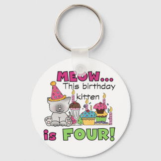 4th Kitten Birthday T-shirts and Gifts Key Ring
