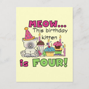 4th Kitten Birthday T-shirts and Gifts Postcard