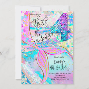 4th Mermaid Birthday Under the Sea Invitation