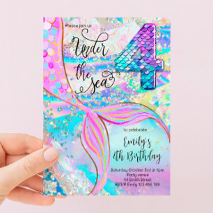 4th Mermaid Birthday Under the Sea Invitation