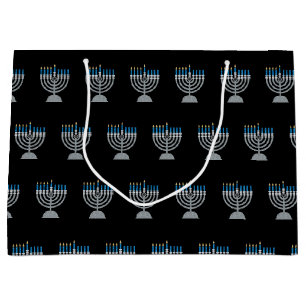 4th Night of Hanukkah Glitter Large Gift Bag