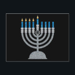 4th Night of Hanukkah Glitter Postcard<br><div class="desc">Hanukkah 2022 will begin in the evening of Sunday 18 December and ends in the evening of Monday 26 December</div>