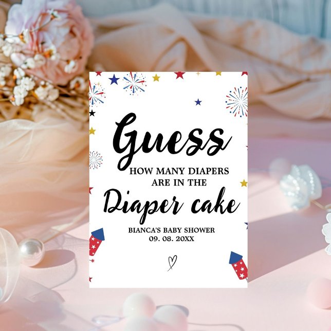 4th of  Diaper cake guessing Baby Shower Game sign (Creator Uploaded)