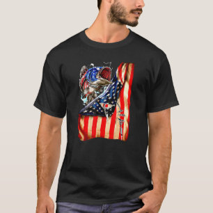 4th Of July0fishing Fish-American Flag On Back 98 T-Shirt