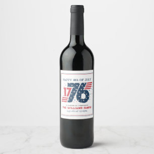 4th of July 1776 Independence Day Party Wine Label