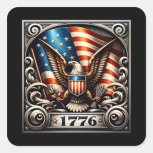4th of July 1776 Independence Day Square Sticker