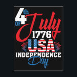 4th of july 1776 usa independence day T-Shirt Holiday Postcard<br><div class="desc">Celebrate America's 250th birthday with this patriotic 4th of July design featuring the iconic USA flag. Commemorating the semiquincentennial anniversary from 1776 to 2026, this design honors American independence, freedom, and national pride. Perfect for Independence Day celebrations, historical commemorations, and patriotic events marking this historic milestone in American history. #4thofJuly...</div>