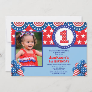 4th of July 1st First Birthday Invitation