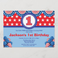 4th of July 1st First Birthday Invitation