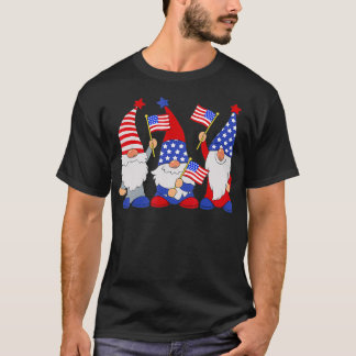 4th Of July 2021 Patriotic Gnomes Funny American  T-Shirt