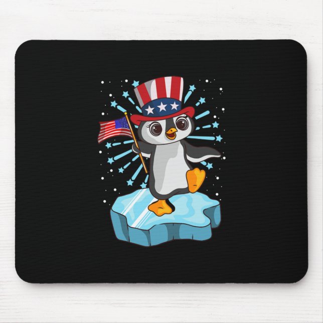 4th Of July 2021 Penguin Mouse Pad (Front)