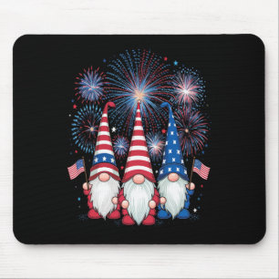 4th Of July 2024 Patriotic Gnomes Funny American U Mouse Pad
