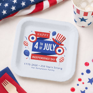 4th of July 250th Anniversary Family Paper Plate