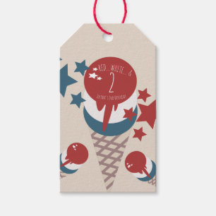 4th of July 2nd Birthday Ice Cream Stars Gift Tags