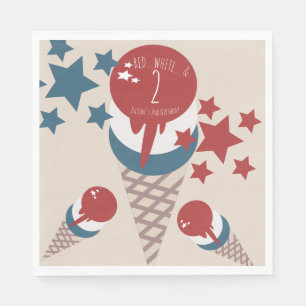 4th of July 2nd Birthday Ice Cream Stars Napkin