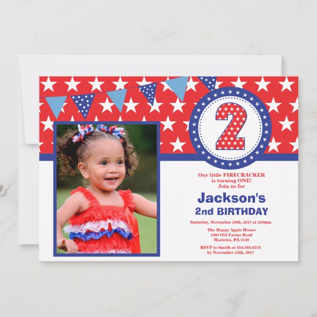 4th of July 2nd Second Birthday Invitation (Front)