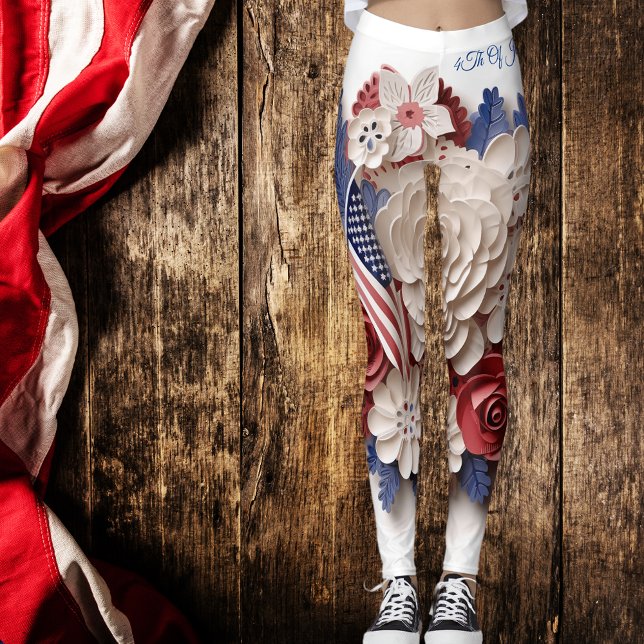 4Th Of July: 3D Patriotic Flowers Leggings (Creator Uploaded)