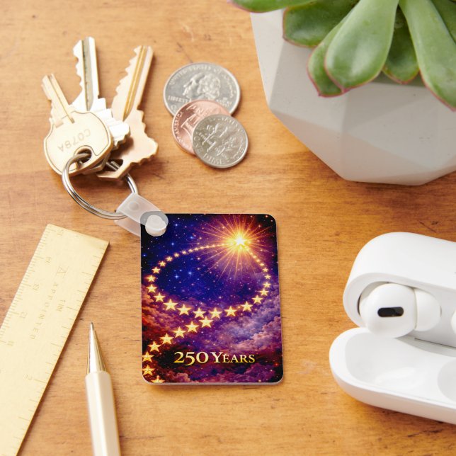 4th of July 50 Stars 250 Years USA Independence Key Ring (Desk)