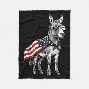 4th Of July Aamerican Flag Patriotic Farm Animal Fleece Blanket