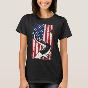 4th Of July Aamerican Flag Sturgeon Fishing Dad T-Shirt