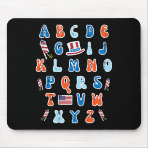4th Of July Abc Alphabet Patriotic Preschool Teach Mouse Pad