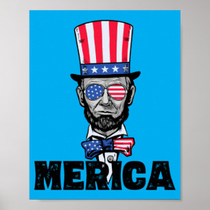 4th Of July Abe Lincoln America Bzr Funny Kids Poster