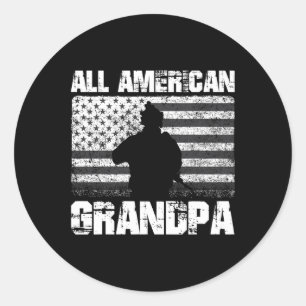 4th Of July All American Grandpa  Classic Round Sticker