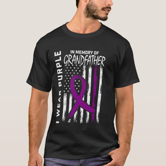 4th of July Alzheimers Awareness Grandfather Ameri T-Shirt (Front)