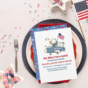 4th of July America 250th Eagle Jet Fighter Plane Invitation