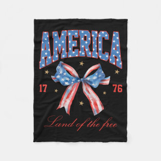 4th Of July America Coquette Bow Independence Day Fleece Blanket