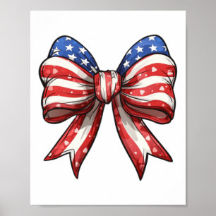 4th Of July America Coquette Bow Independence Day  Poster