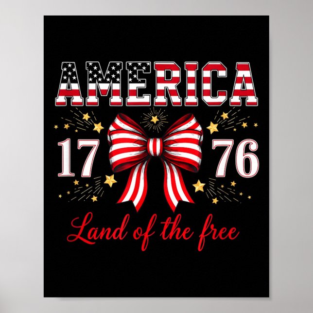4th of july america coquette bow independence day  poster (Front)