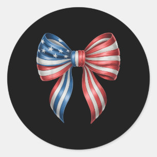 4th Of July America Coquette Bow Usa Flag Independ Classic Round Sticker